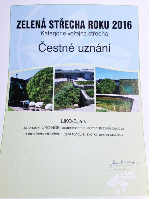 Certificate of merit for LIKO-Noe at FOR ARCH fair